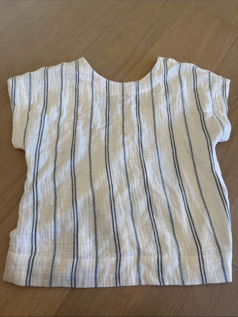 Madewell Blue and White Stripe 100% Cotton Boxy Crop Blouse Size XS